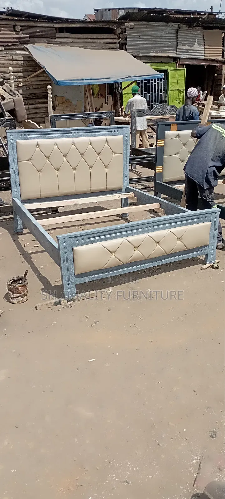 Hard Wood Leather Bed