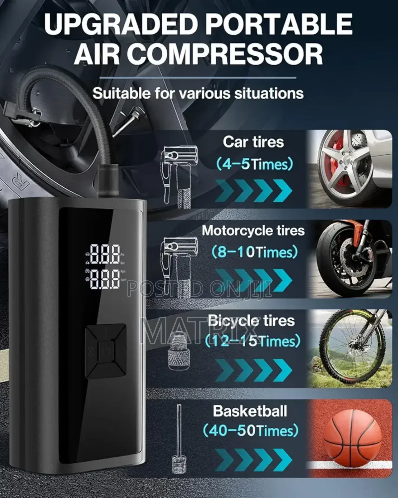 Portable, Cordless Air Compressor and Tyre Inflator