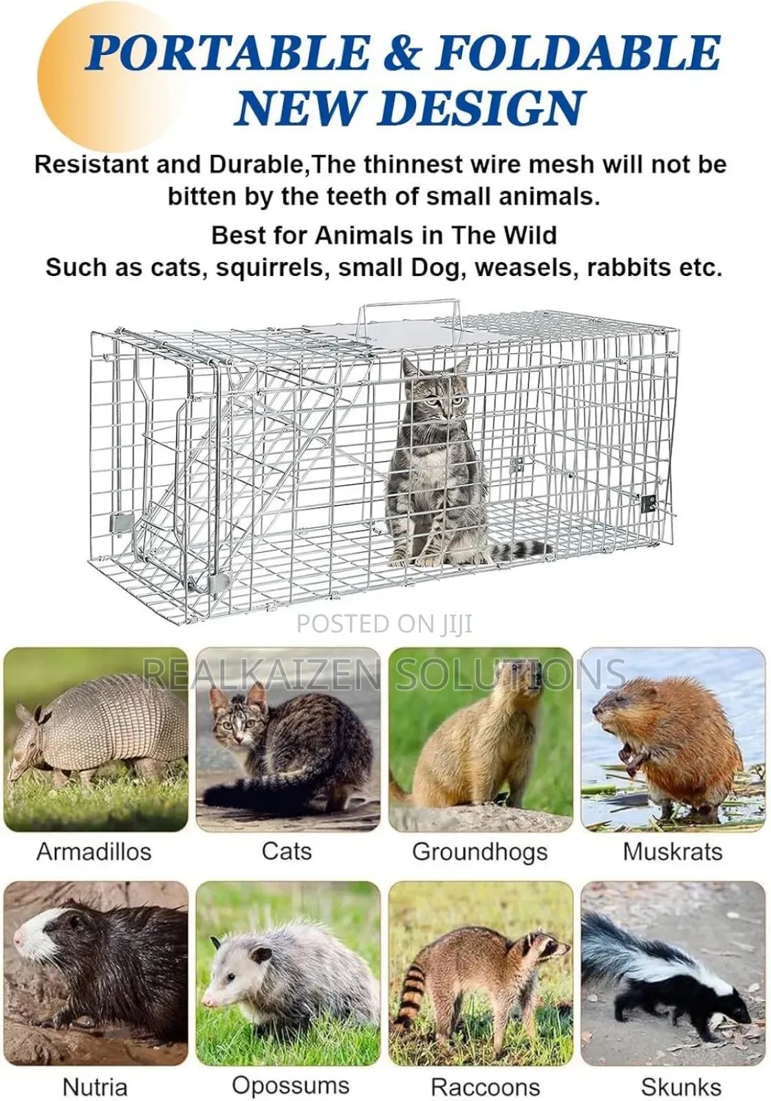 Heavy Duty Galvanized Steel Cage Animal Trap|