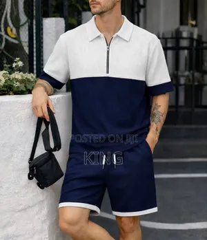 Plaid Graphic Men's Polo Shirt Sets Casual Zipper