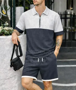 Plaid Graphic Men's Polo Shirt Sets Casual Zipper