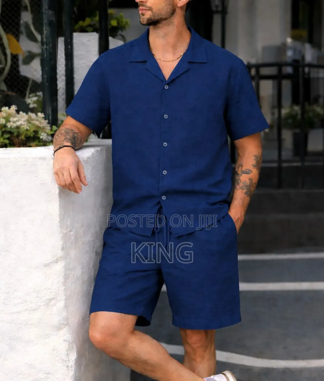 Linen Mens Linen Outfits Casual Button Down Shirt and Short