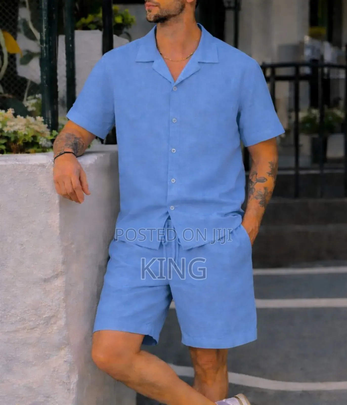 Linen Mens Linen Outfits Casual Button Down Shirt and Short