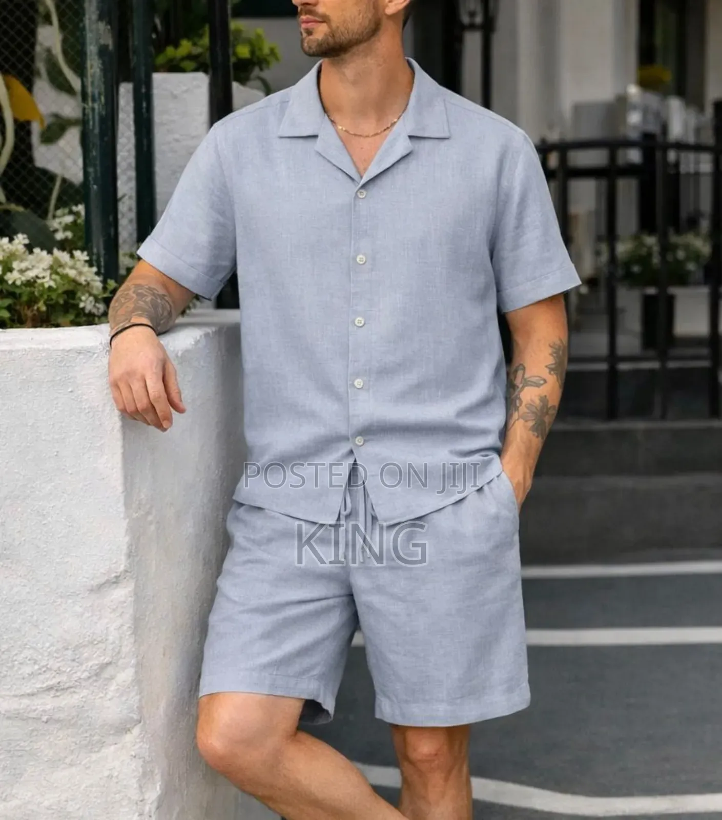 Linen Mens Linen Outfits Casual Button Down Shirt and Short