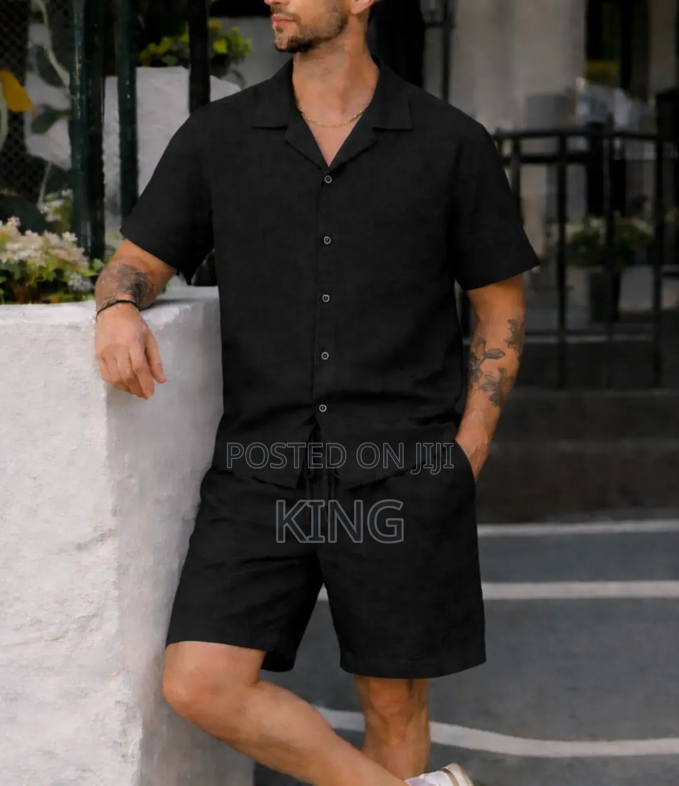Linen Mens Linen Outfits Casual Button Down Shirt and Short