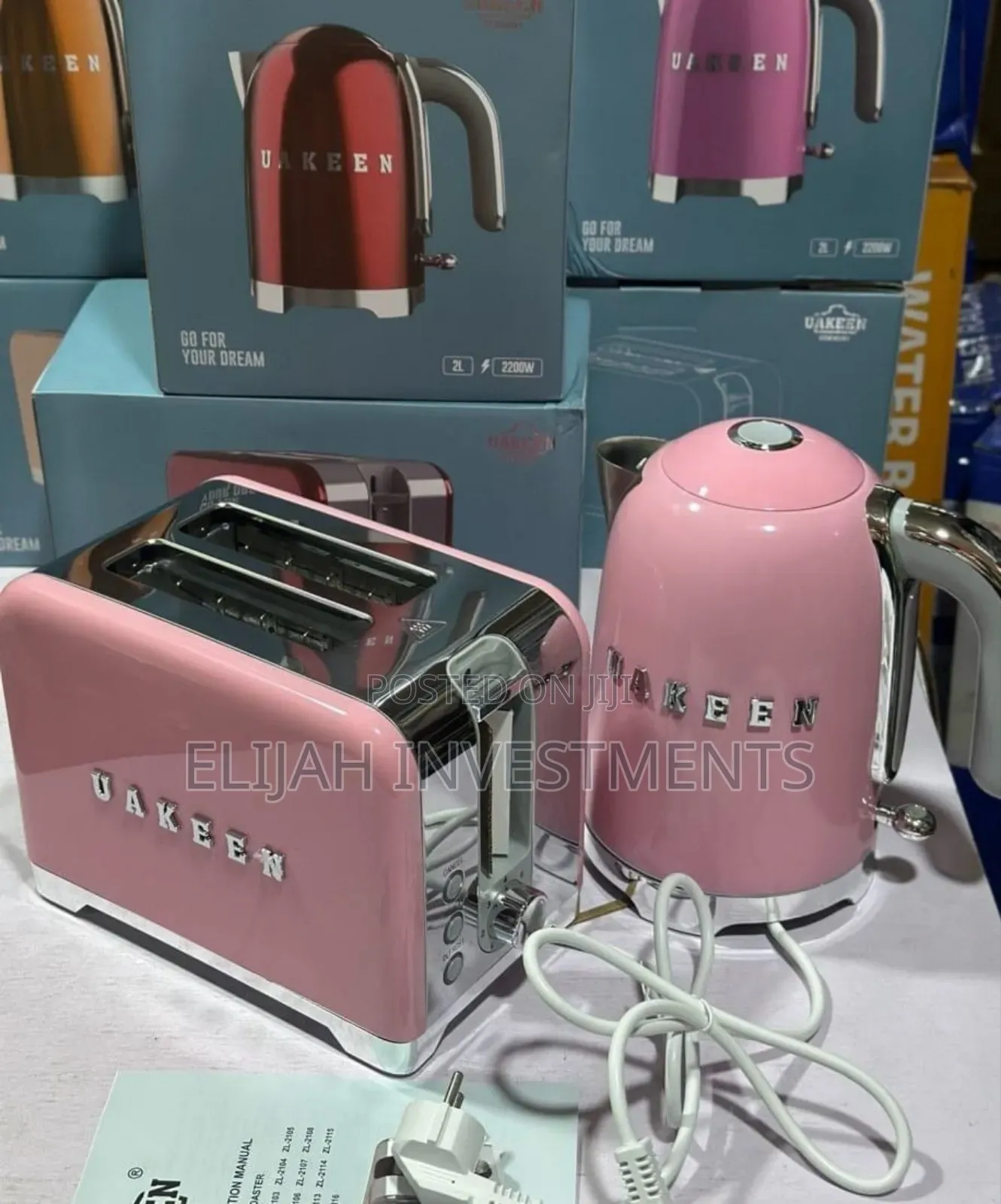 Uakeen Electric Kettle and Matching Toaster Set