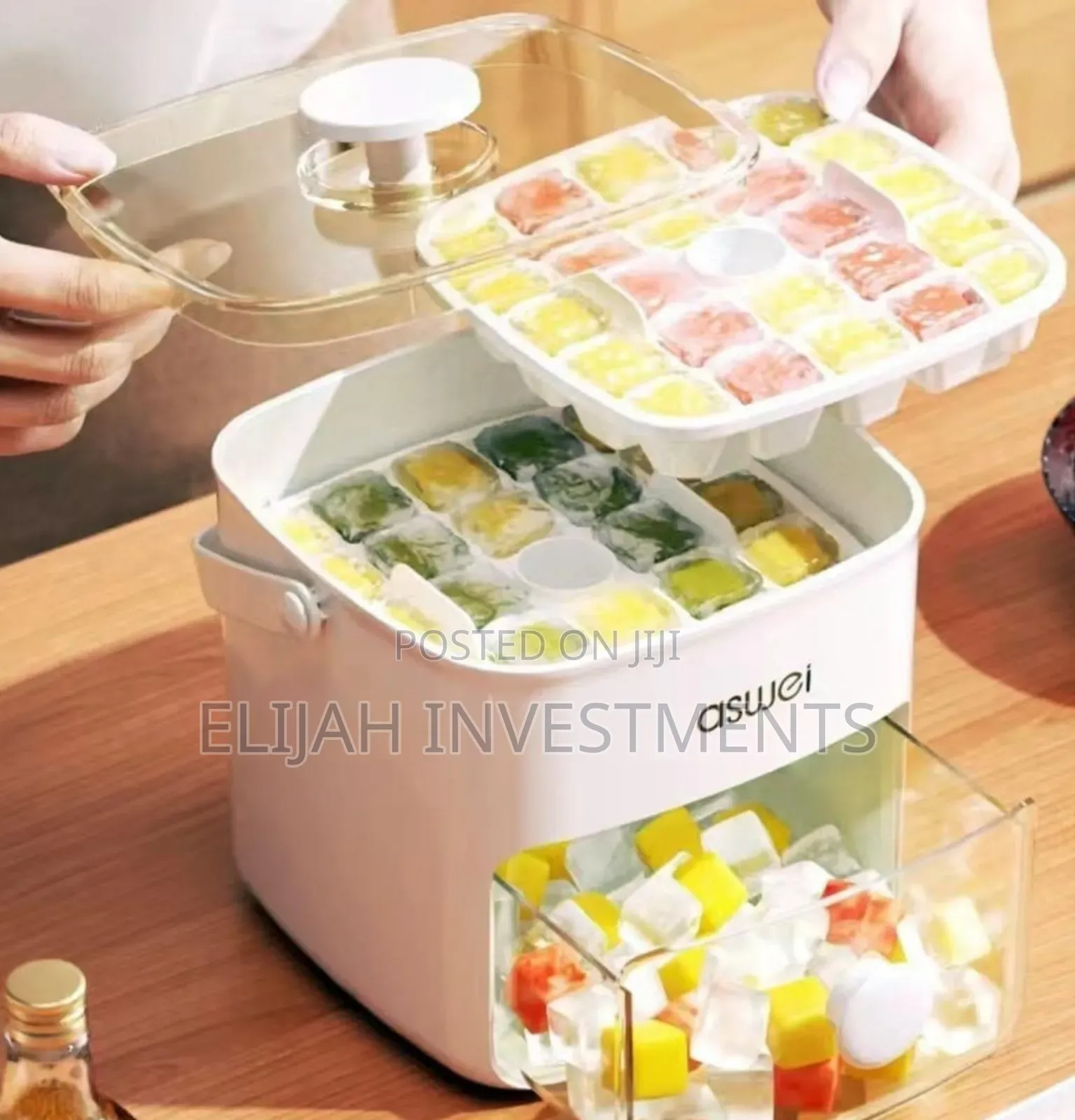 Aswei Portable Ice Cube Maker and Storage Box