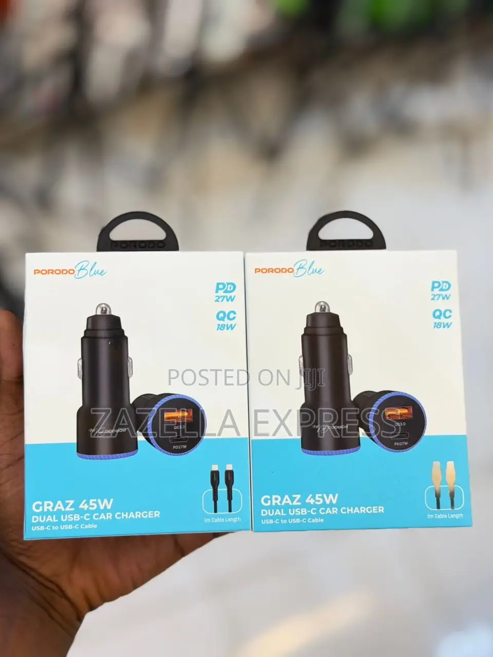 Porodo Blue Graz 45w Dual Usb Car Charger With Type C