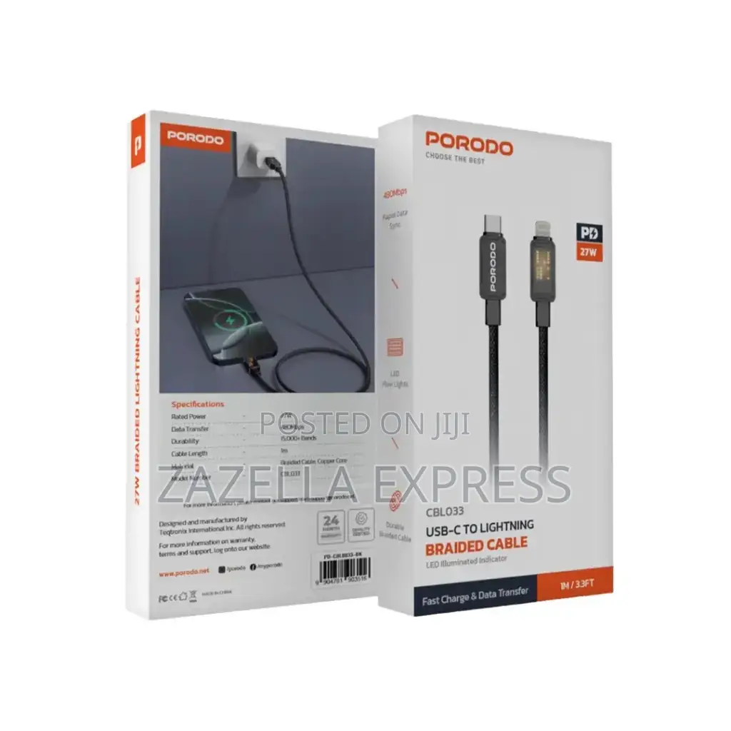 Porodo Charge Lite Usb-C to Lightning iPhone Cable *Auto* *Power Off*