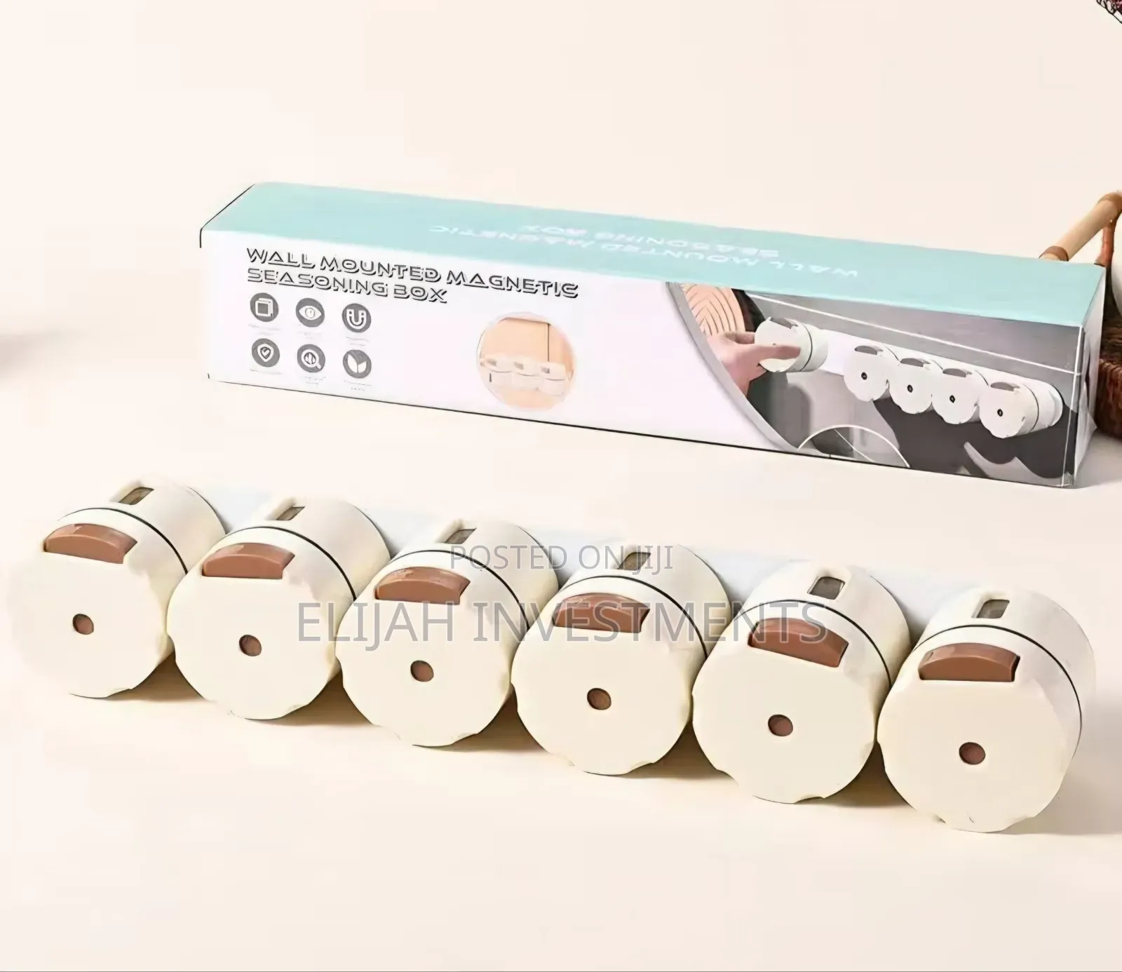 6pcs Wall-Mounted Magnetic Seasoning Box Set