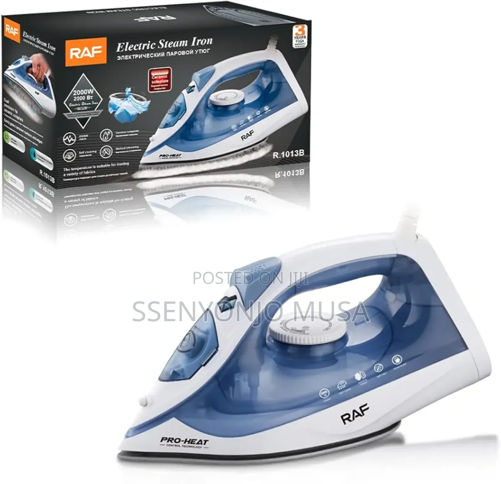 Raf 2000w Electric Steam Iron – Ceramic Soleplate, Self-Cleaning