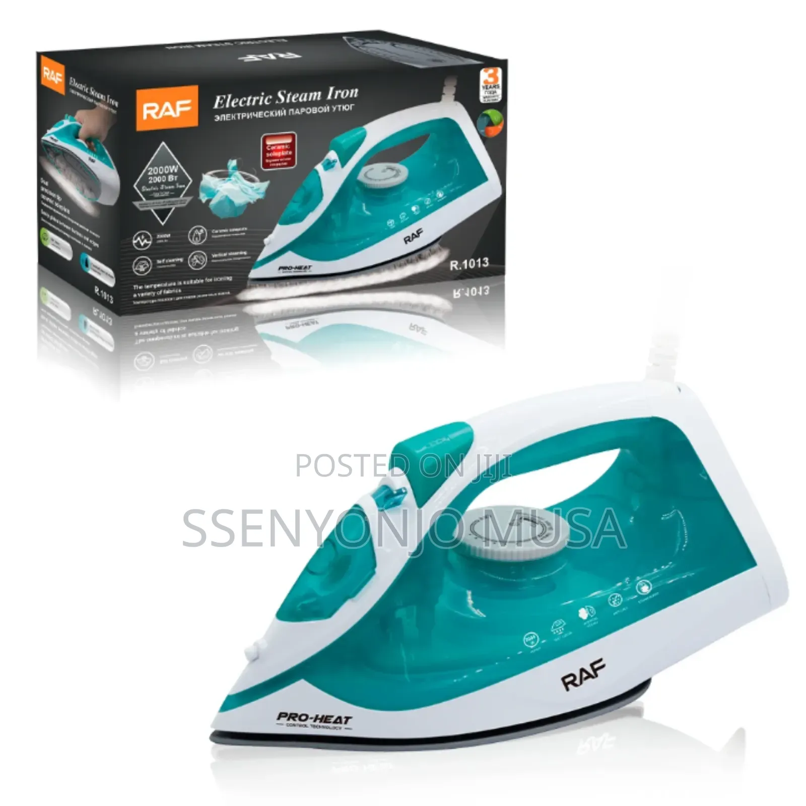 Raf 2000w Electric Steam Iron – Ceramic Soleplate, Self-Cleaning