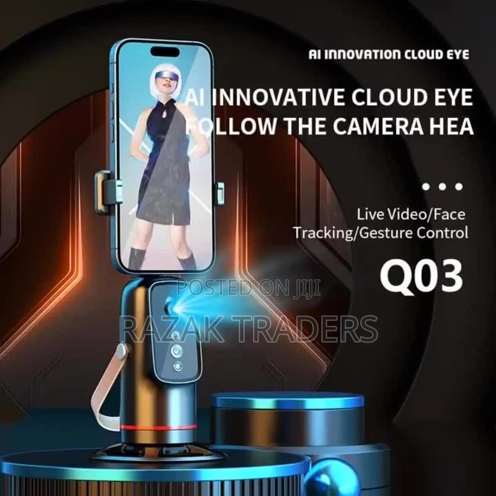 Q03 Ai Face Tracking Gimbal Stabilizer – 360° Rotation, Auto Follow