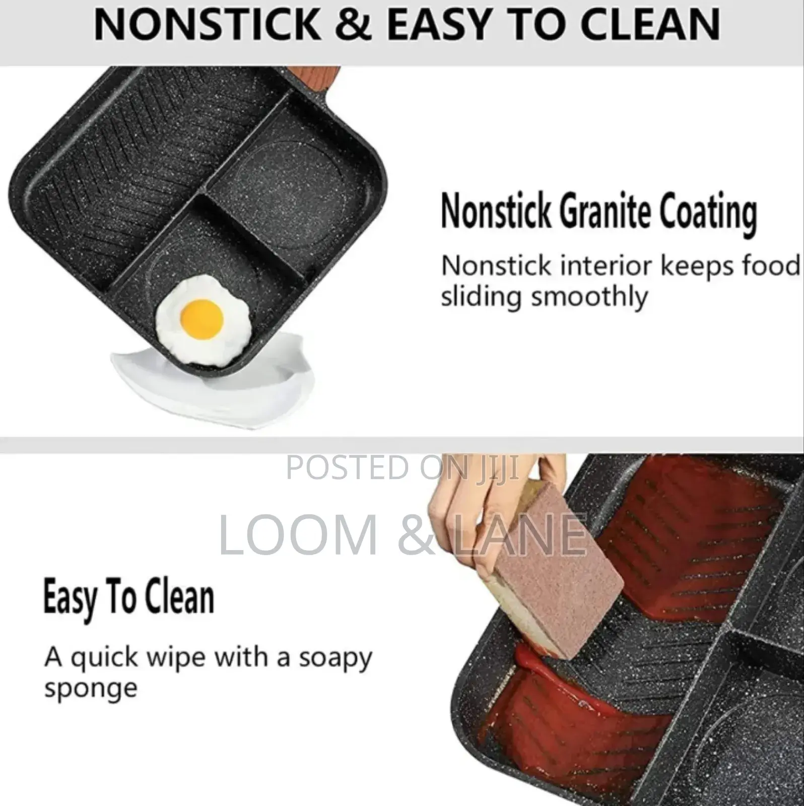 3-in-1 Aluminum Non-Stick Divided Breakfast Frying Pan
