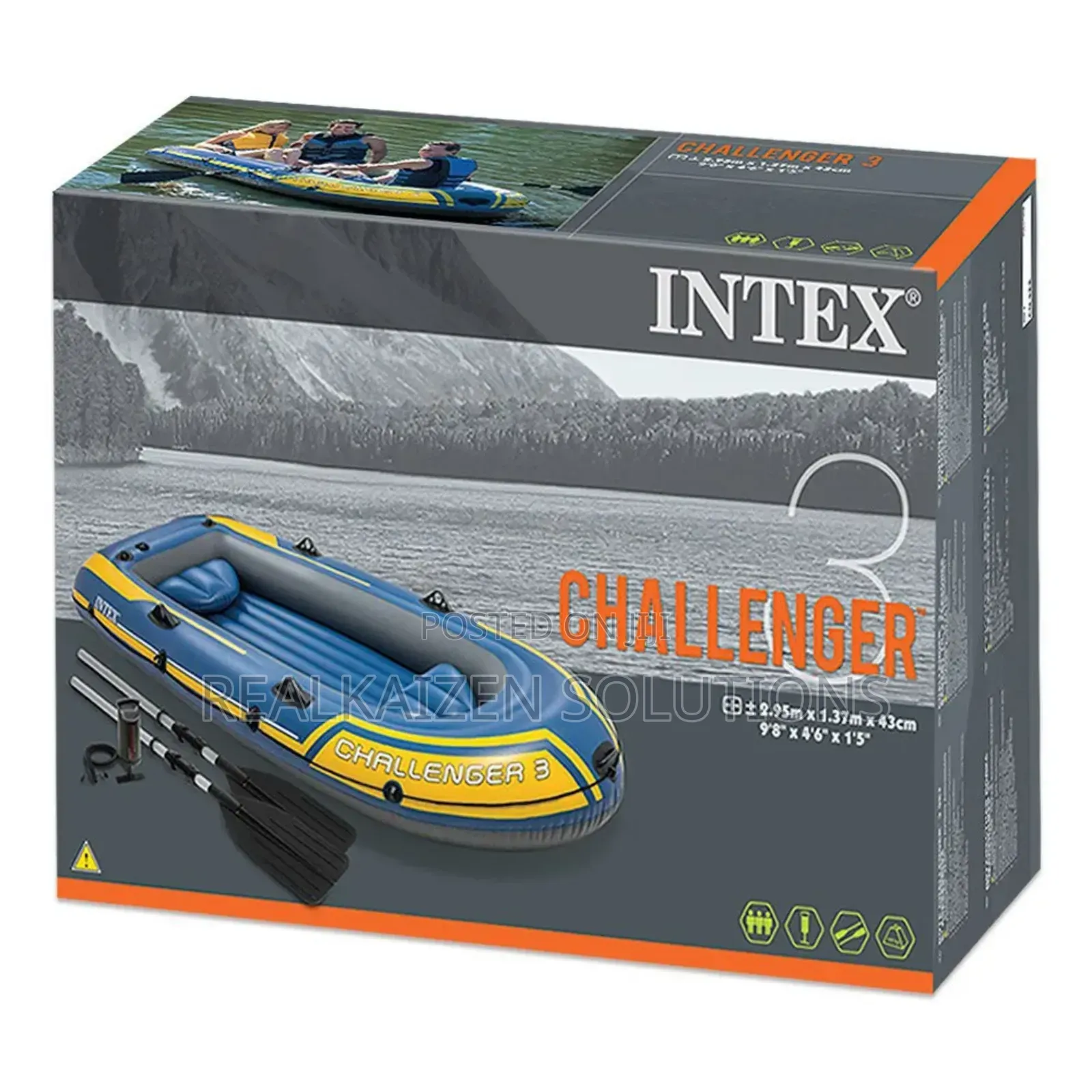 Intex Challenger 3 Inflatable Boat For 3 People