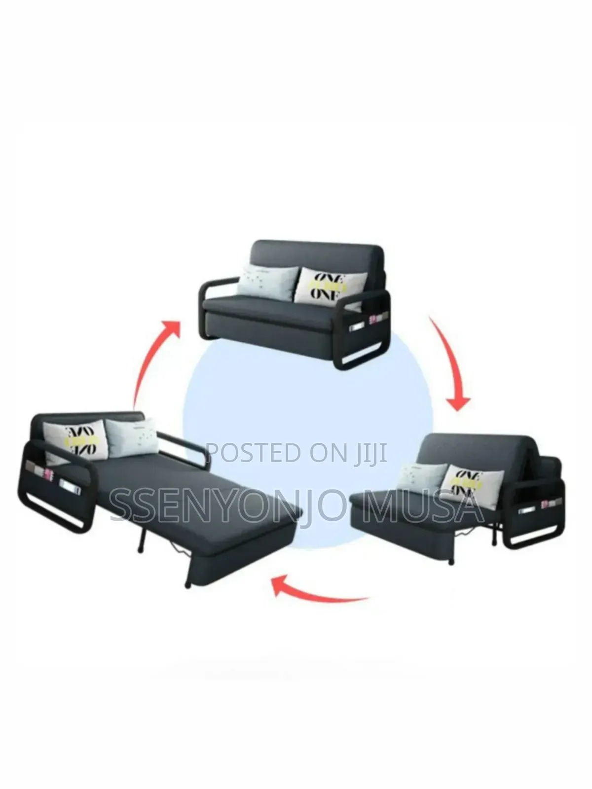Folding 2-Seater Sofa Bed 5by6 With Pillow and Wheels - 1.8m