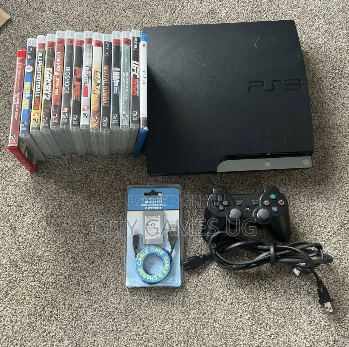 Sony Playstation 3 Ps3 Console Slim Cech-2001a 13 Games Controller