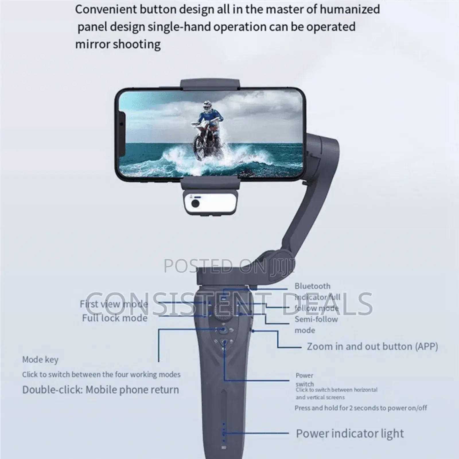 F12 3- Handheld Gimbal Smartphone Stabilizer Cellphone Selfie Stick