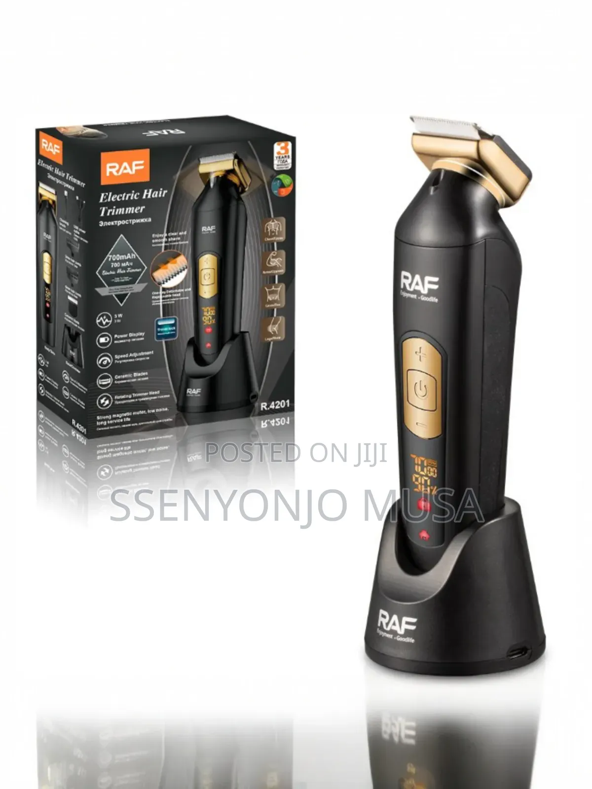 Raf Rechargeable Hair Trimmer R.4201 700mah – With Charging Station