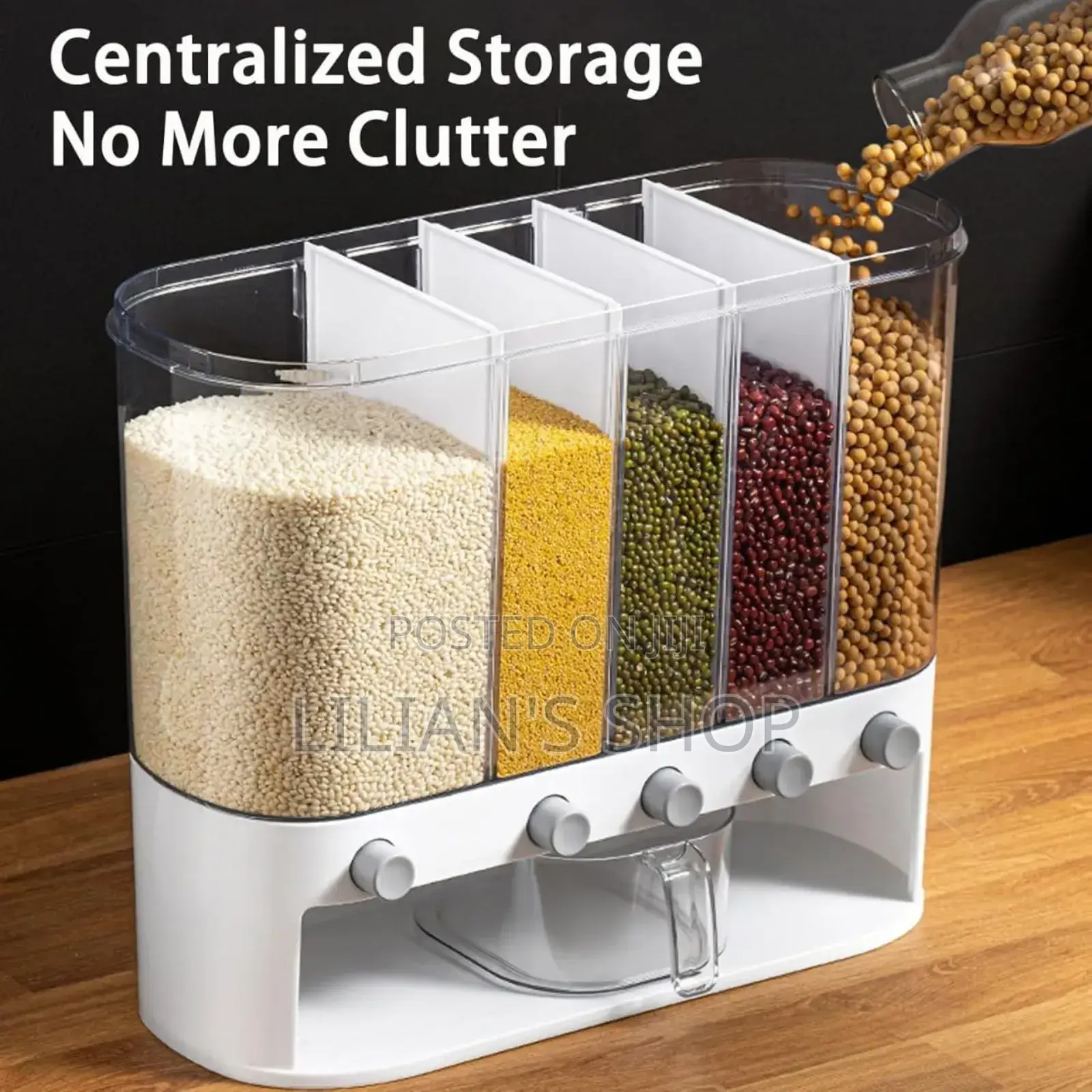10l Wall Mounted Dry Food Dispenser With Measuring Cup