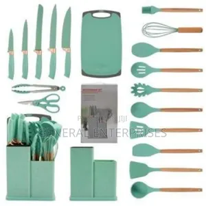 19-Piece Silicone Kitchen Cooking Utensil Set With Knives