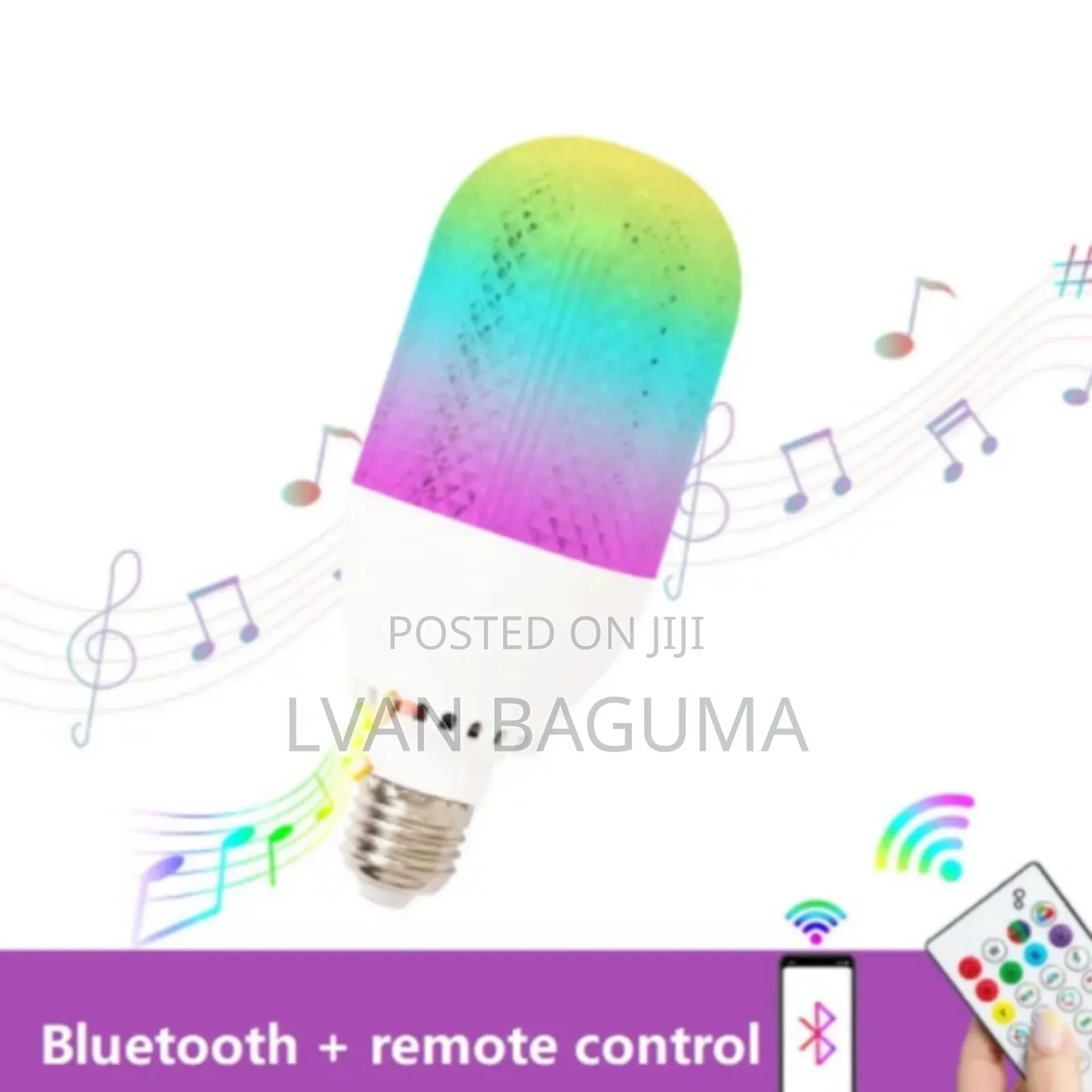 2 in 1 Bluetooth Music Led Light Bulb - Remote Control, RGB Lights