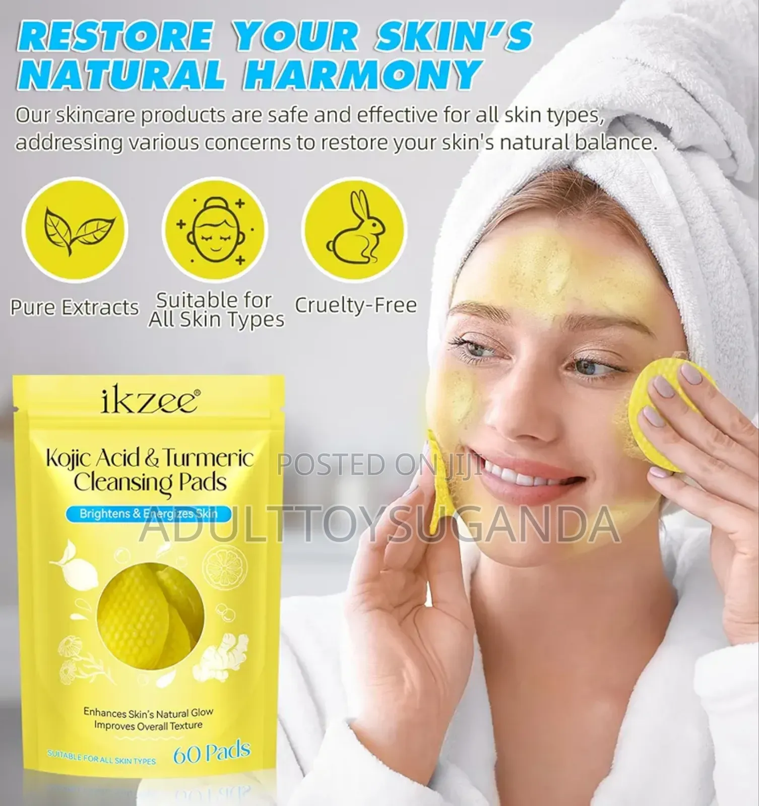 40 Kojic Acid Turmeric Cleansing Pads Glow Dark Spot Acne Treatment