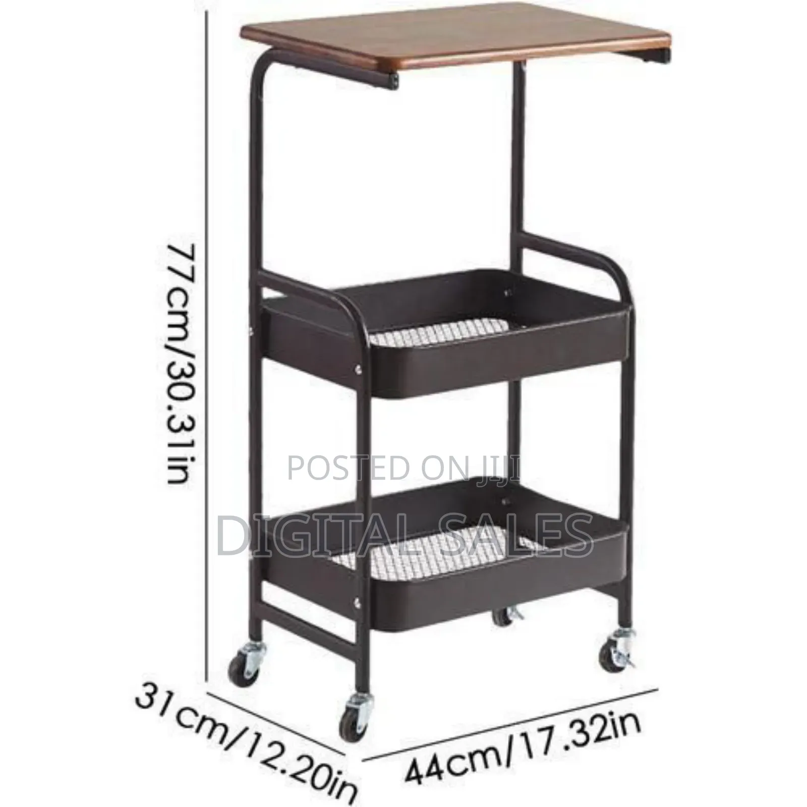 3-tier Rolling Utility Cart - Multicolor