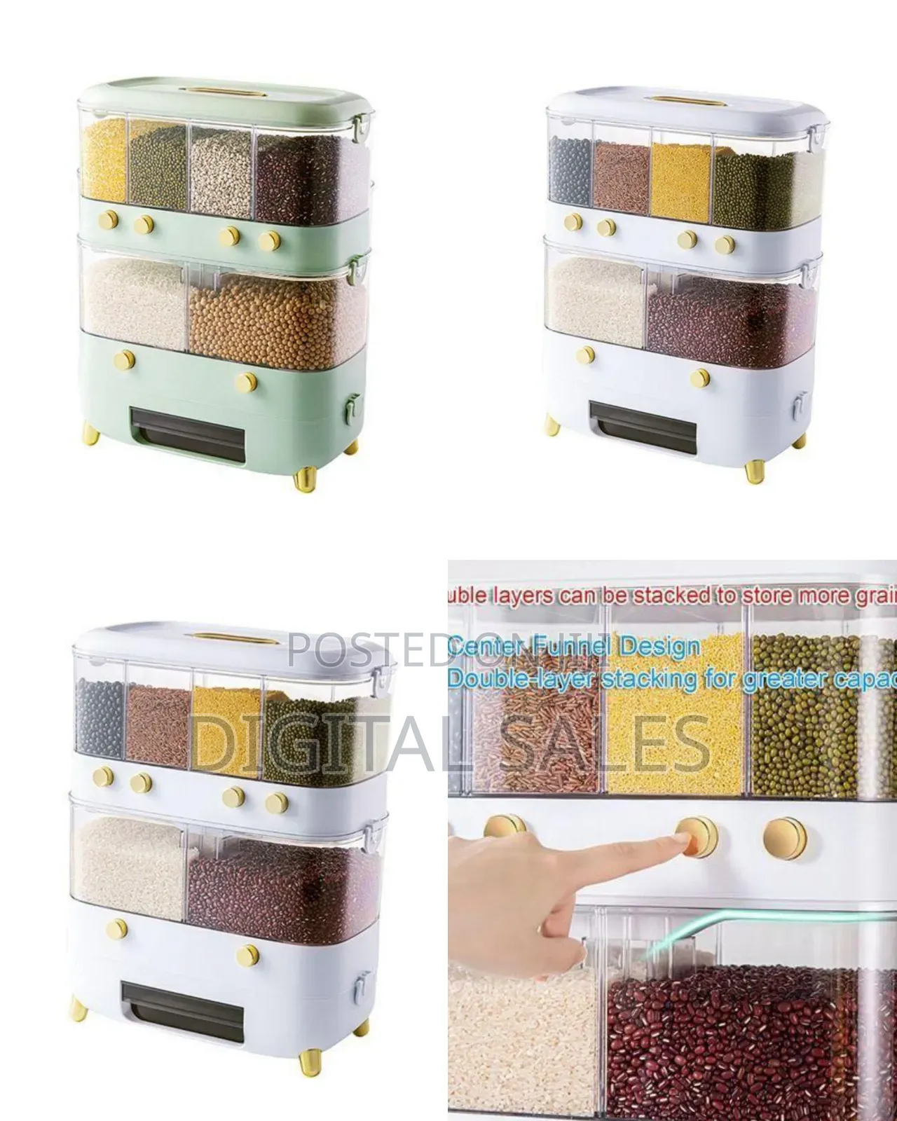 Multi-Grid Dry Food and Grain Dispenser