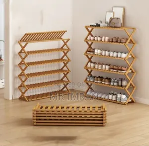 Folding Bamboo Shoe Rack Organizer