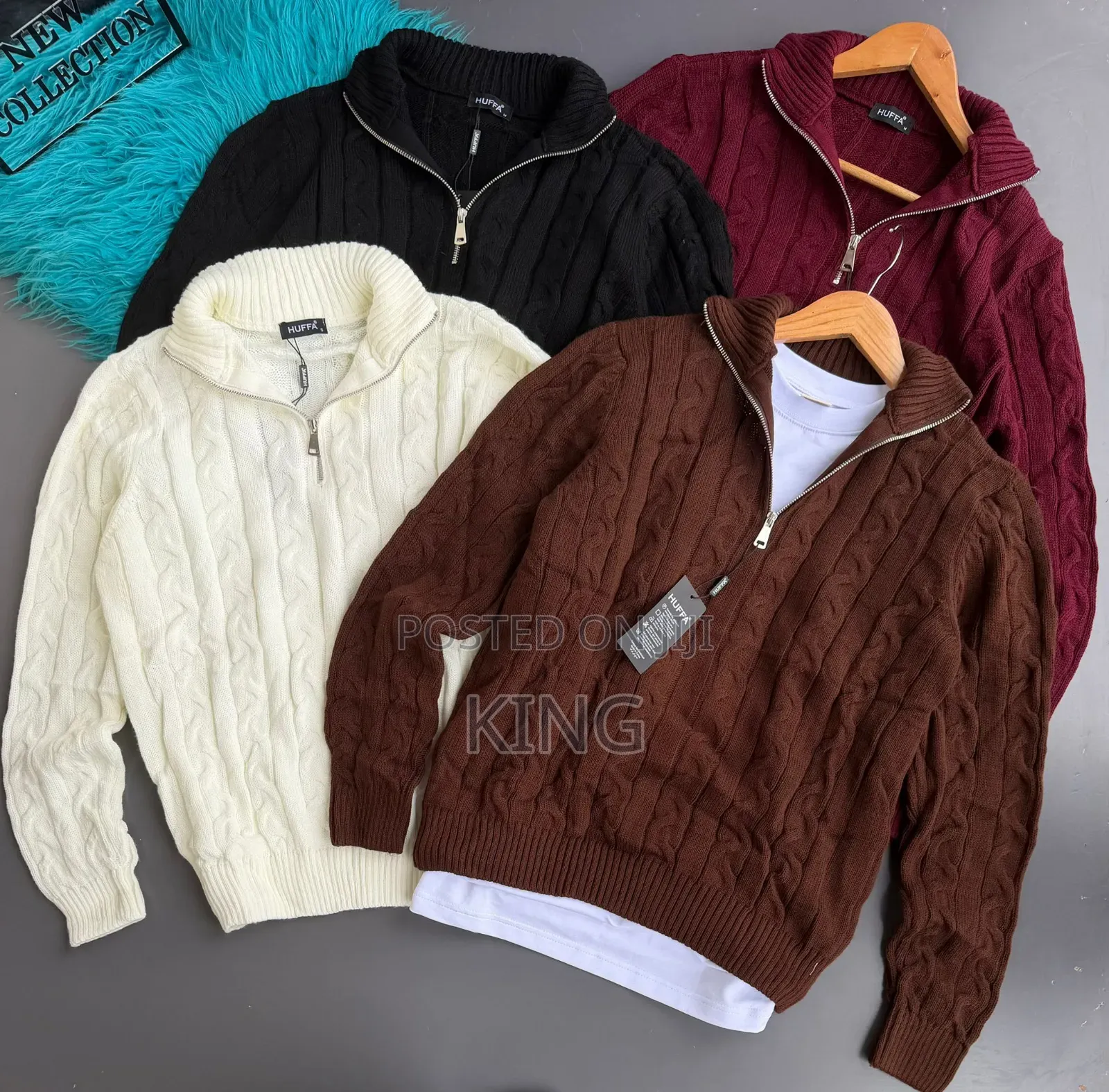 Huffa Brand Men's Knitwear Half-Zipper Sweater