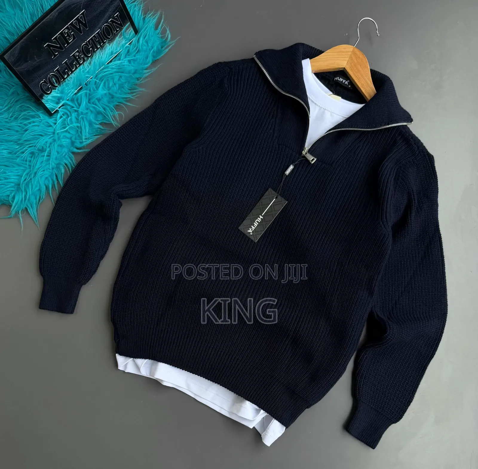 Huffa Brand Men's Knitwear Half-Zipper Sweater