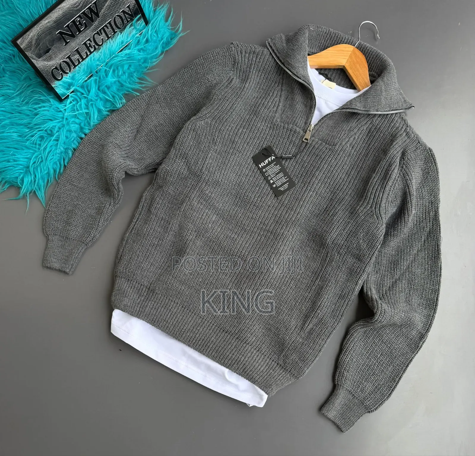 Huffa Brand Men's Knitwear Half-Zipper Sweater
