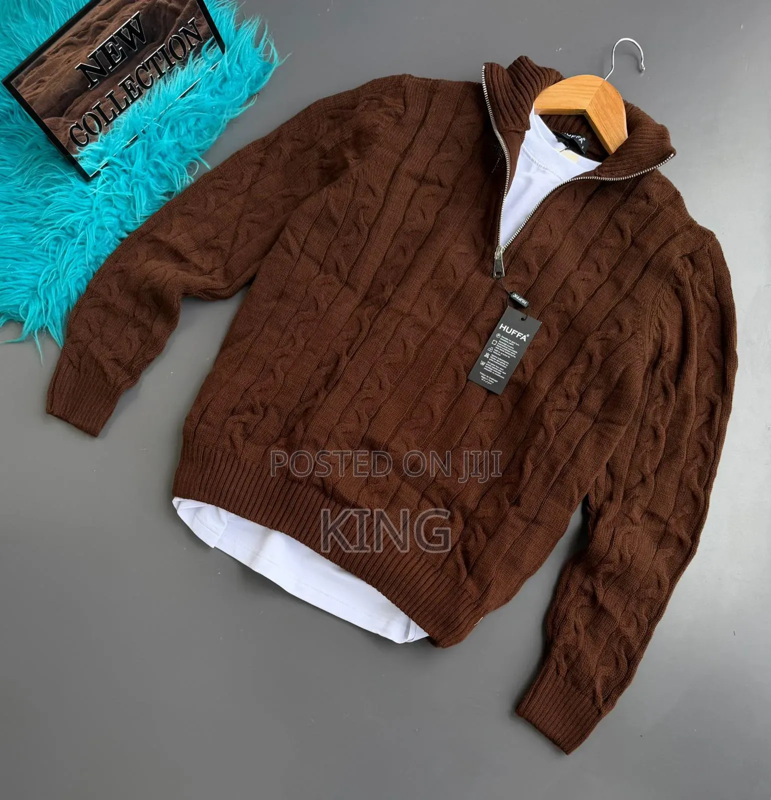 Huffa Brand Men's Knitwear Half-Zipper Sweater