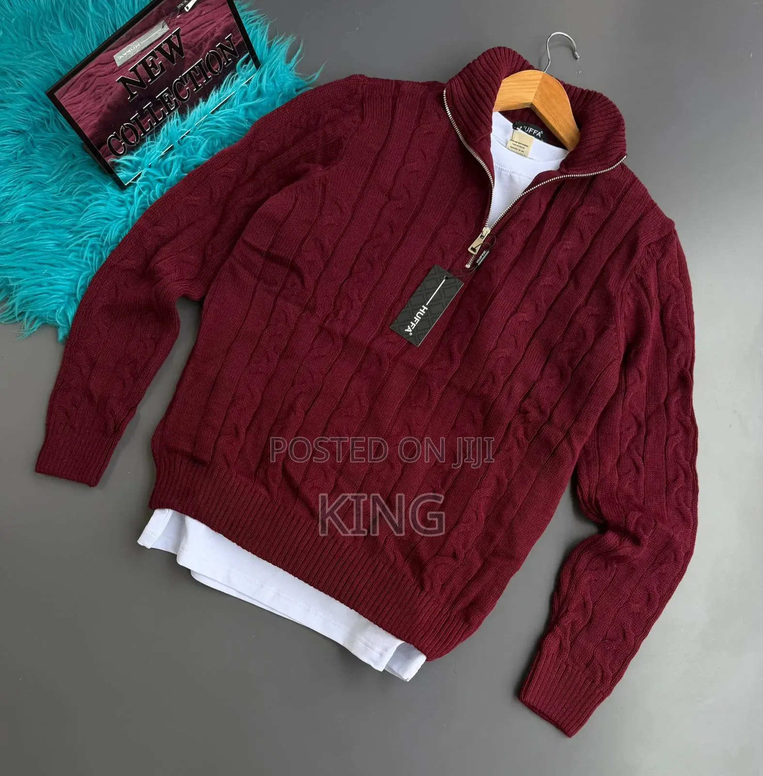 Huffa Brand Men's Knitwear Half-Zipper Sweater