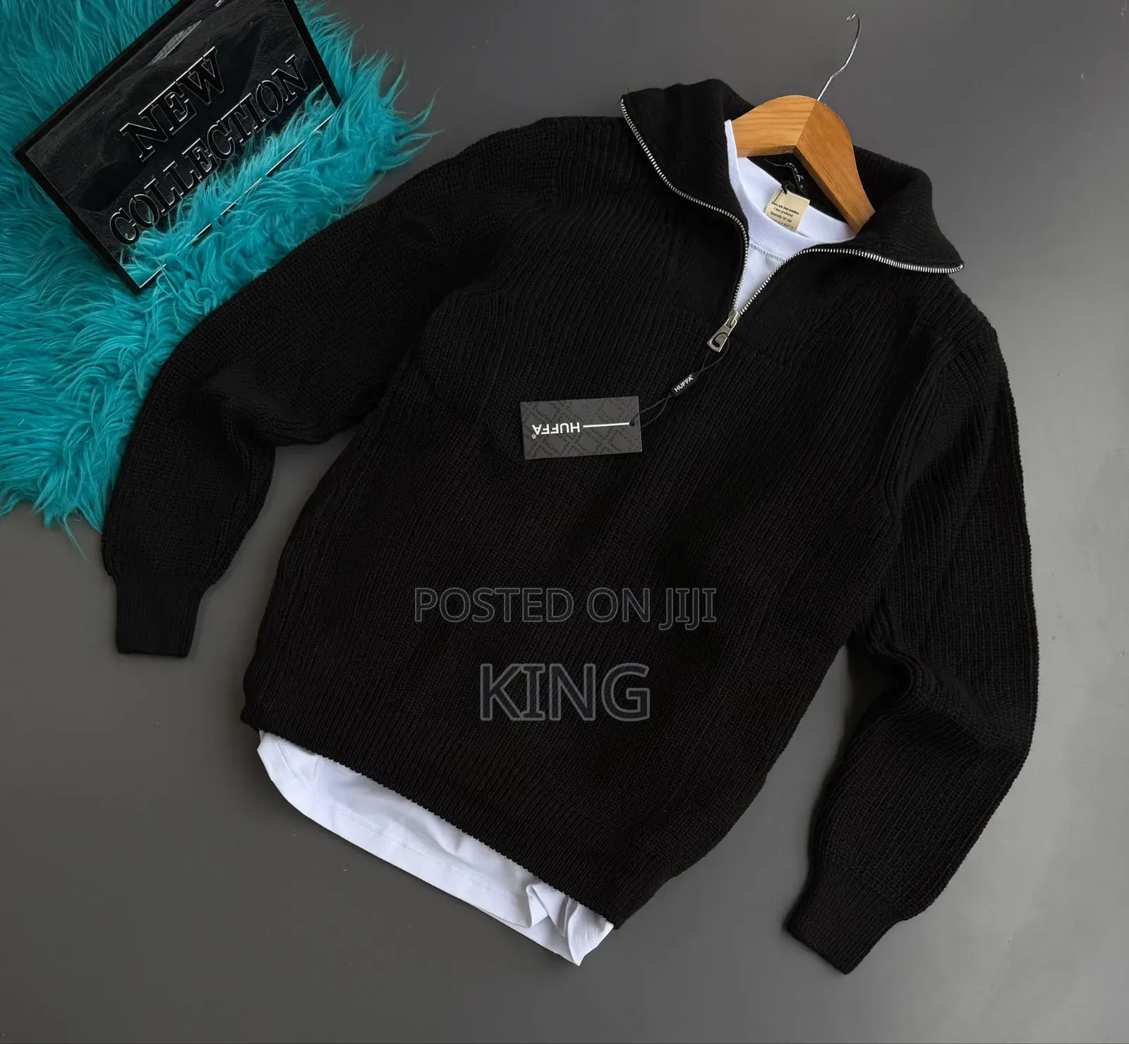 Huffa Brand Men's Knitwear Half-Zipper Sweater