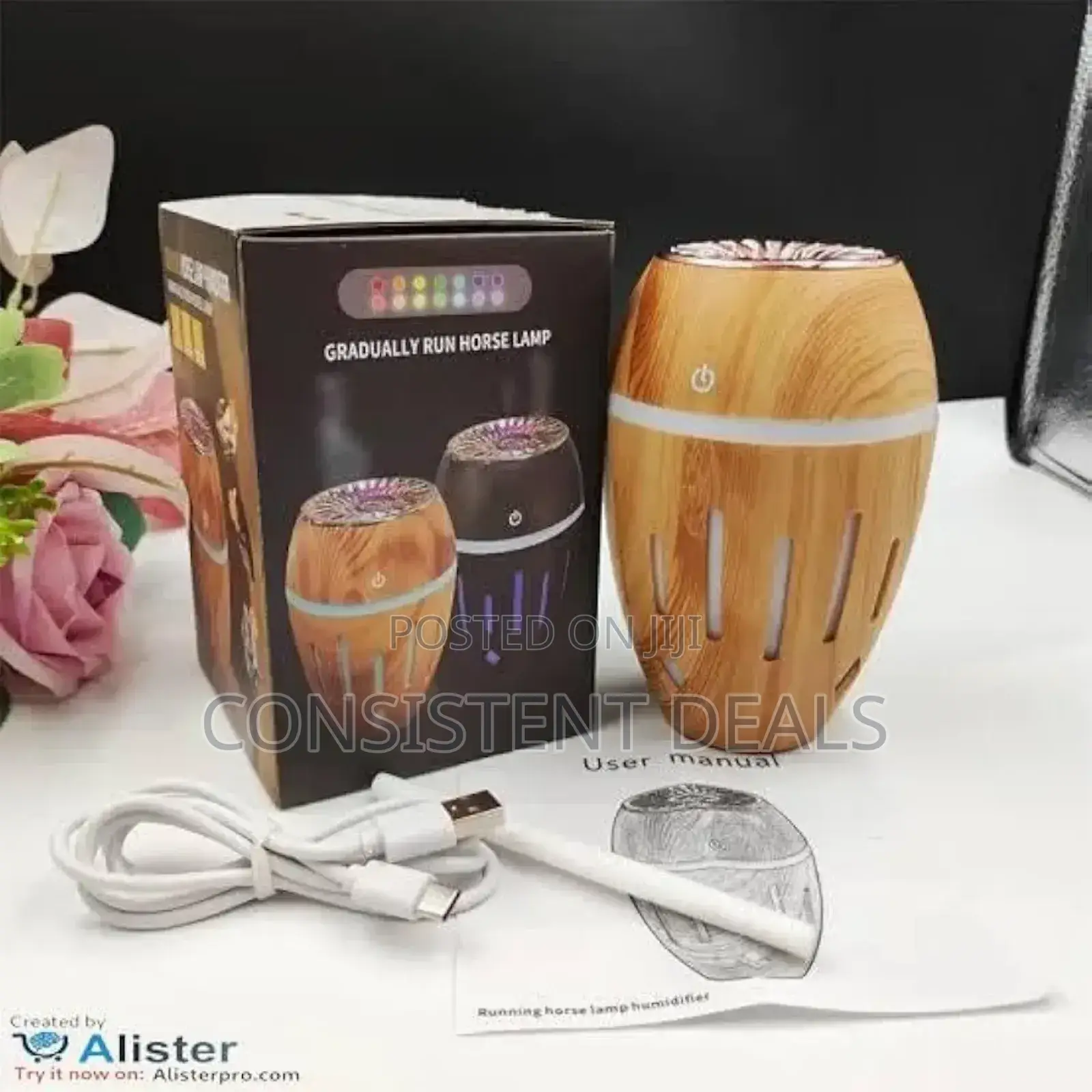 Elegant Wooden Hearts Ultrasonic Humidifier With Multicolor Led Light