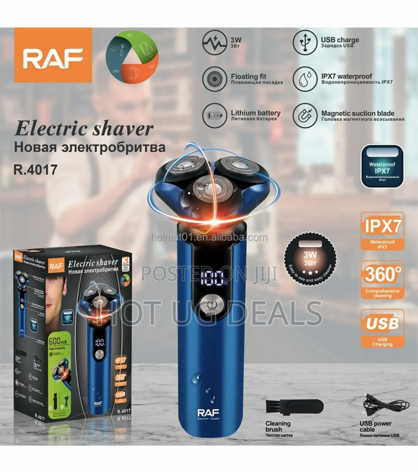 Raf Shaver Rechargeable Cordless Electric Shaver With Battery Level