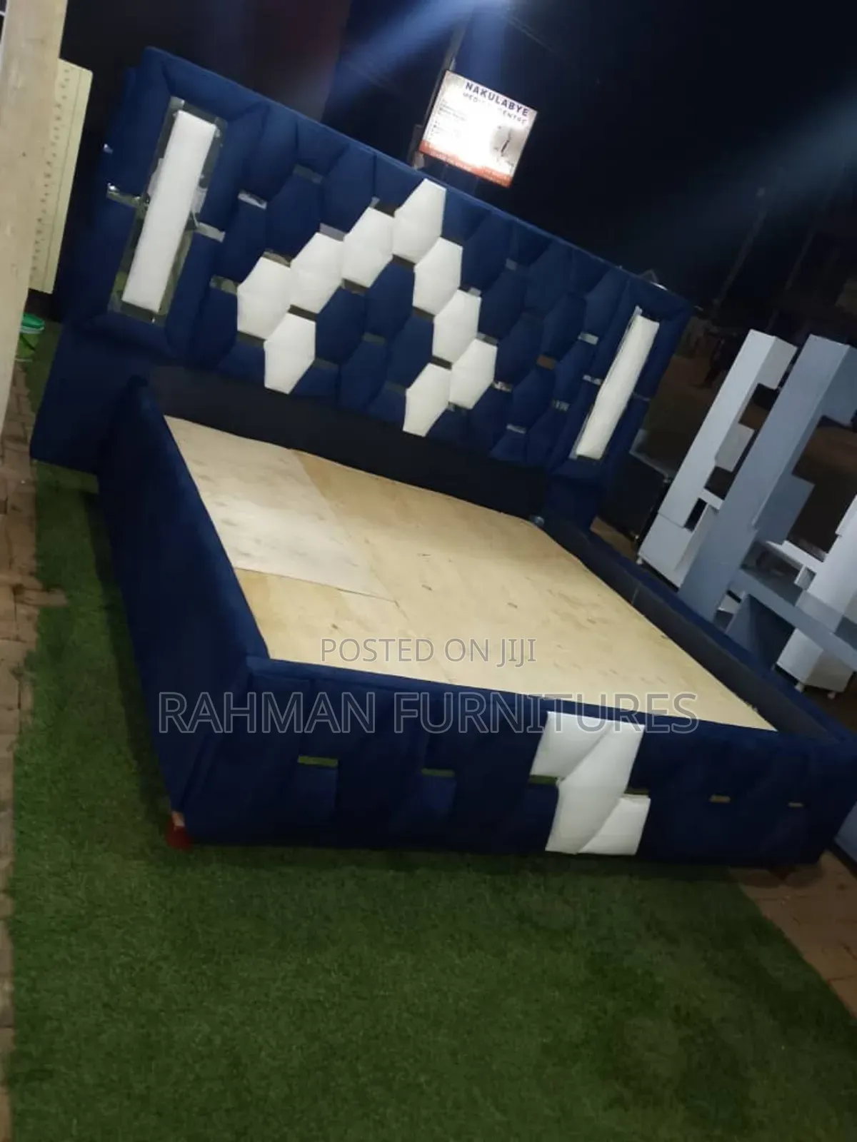 5 by 6 Bed White and Blue