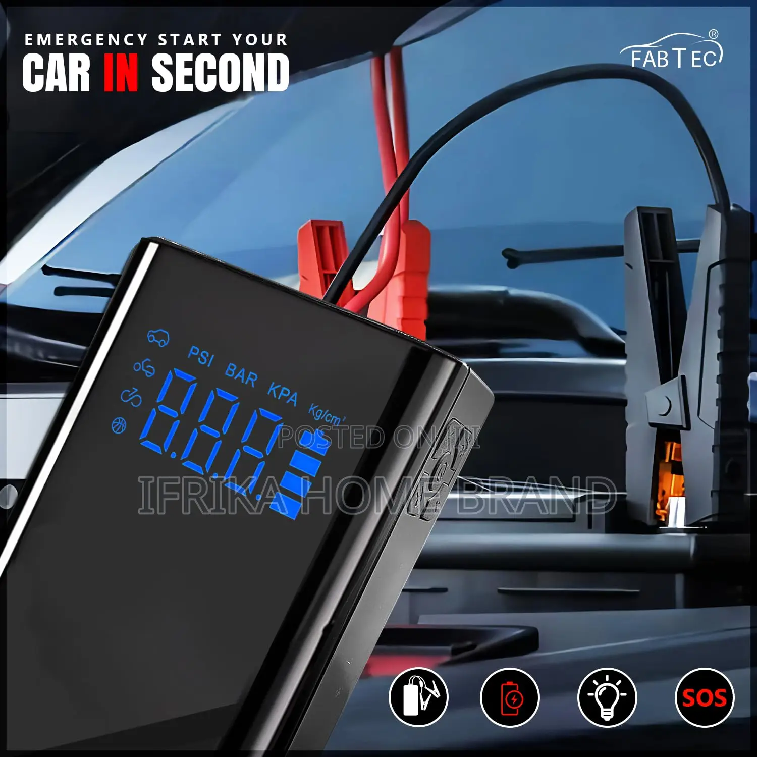 4-in-1 Jump Starter With Tyre Inflator 150 Psi Portable Tire Inflator