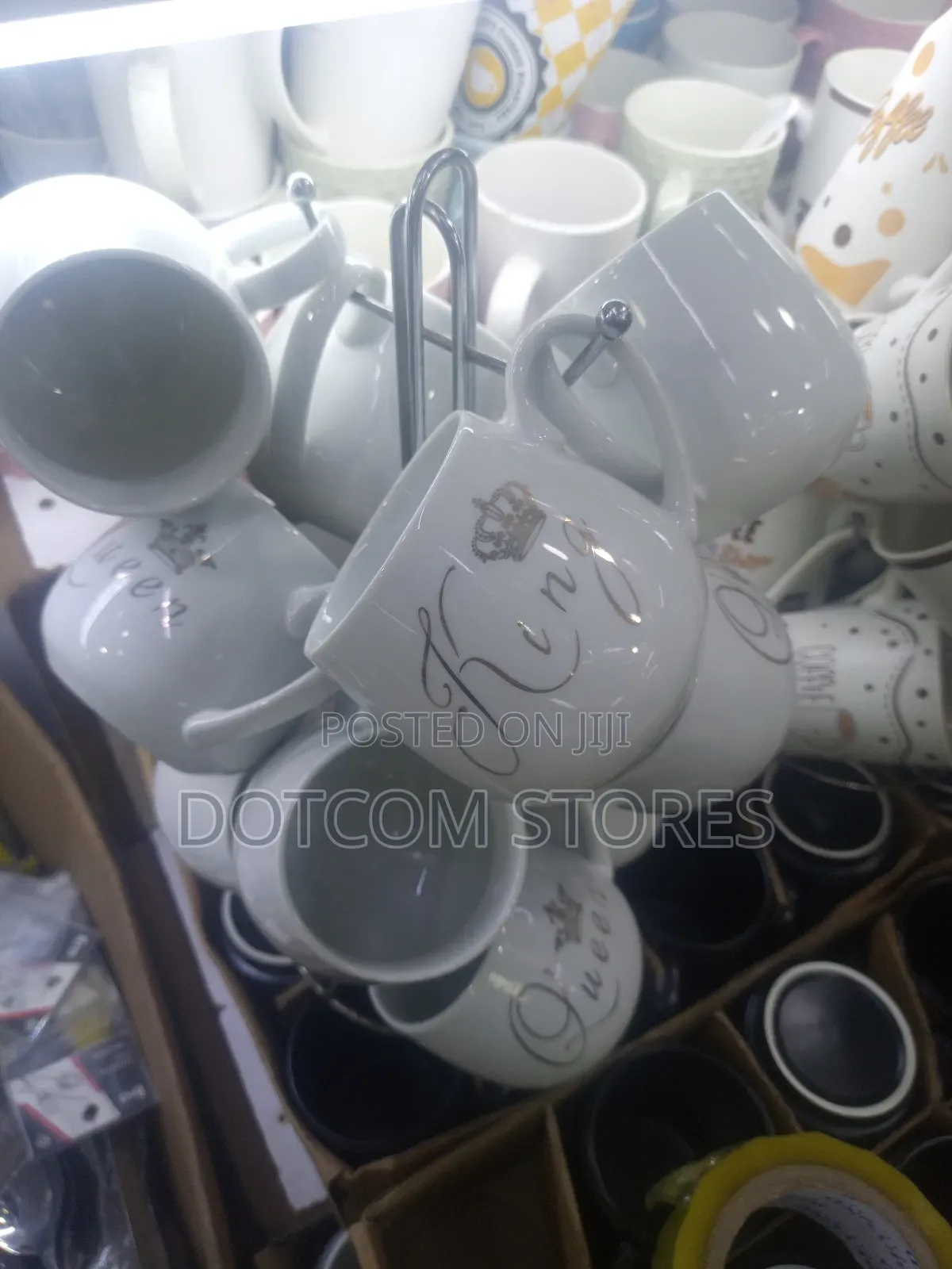 12 Piece King and Queen White Ceramic Mugs