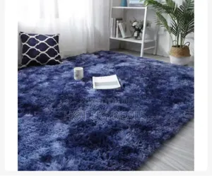 1.5x 2m Fluffy Center Carpet -blue Patched