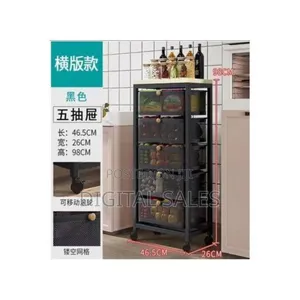 Stylish Functional 5-drawer Rolling Mesh Storage Cart With Wooden