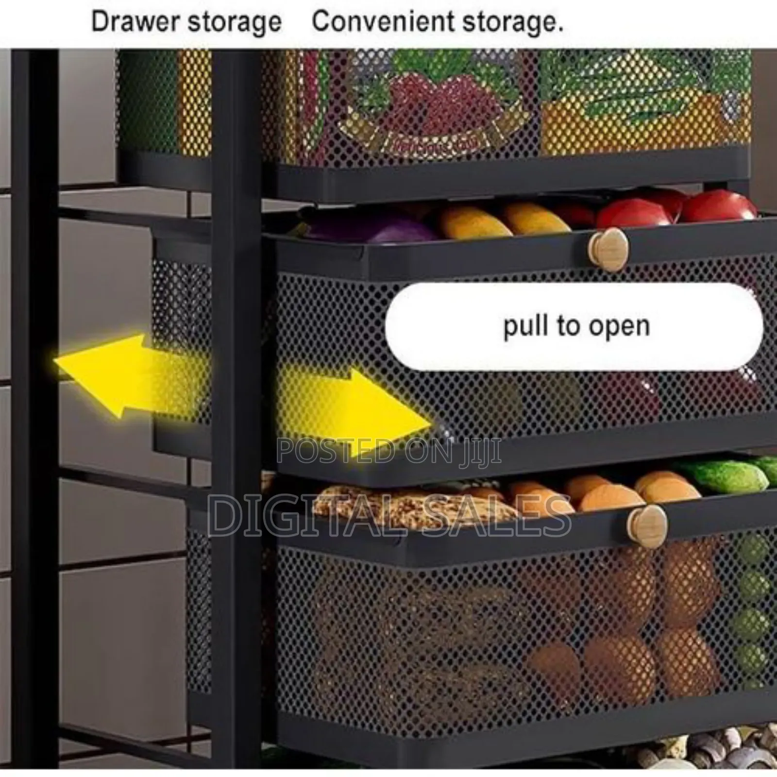 Stylish Functional 5-drawer Rolling Mesh Storage Cart With Wooden