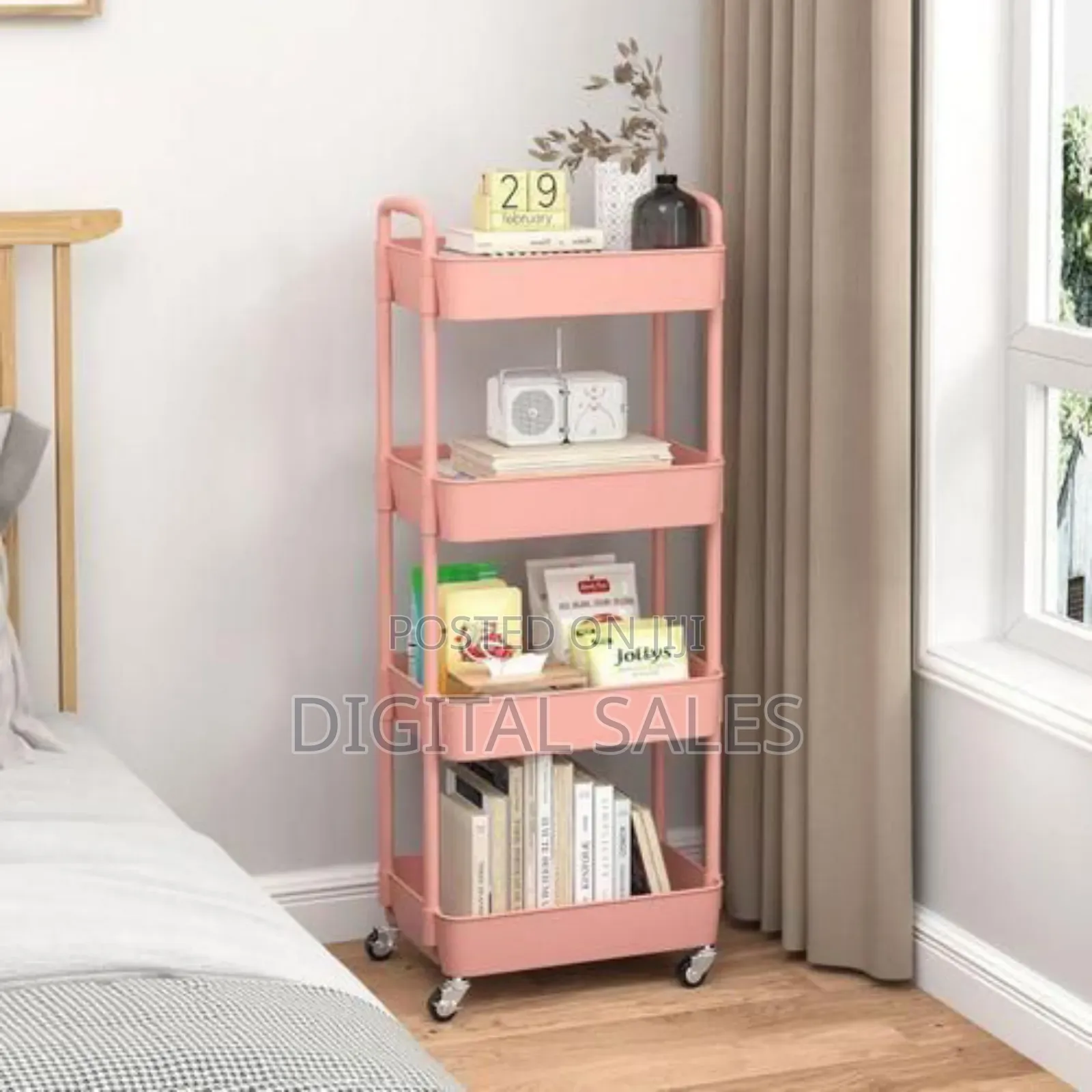 4-layer Black Movable Utility Storage Cart