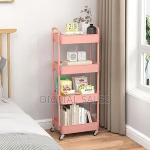 4-layer Black Movable Utility Storage Cart