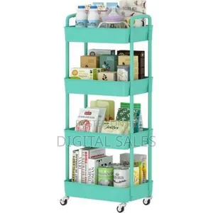 4-layer Black Movable Utility Storage Cart