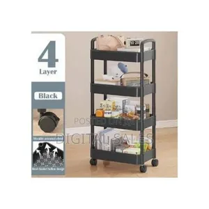 4-layer Black Movable Utility Storage Cart