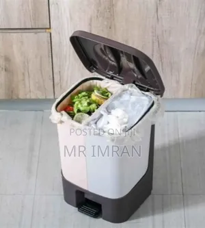 Dual-Compartment, Pedal-Operated Household Waste Sorting Bin.