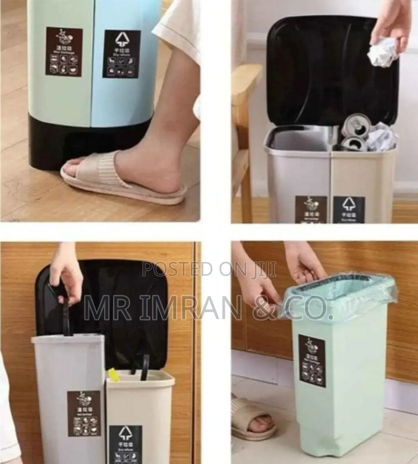 Dual-Compartment, Pedal-Operated Household Waste Sorting Bin.